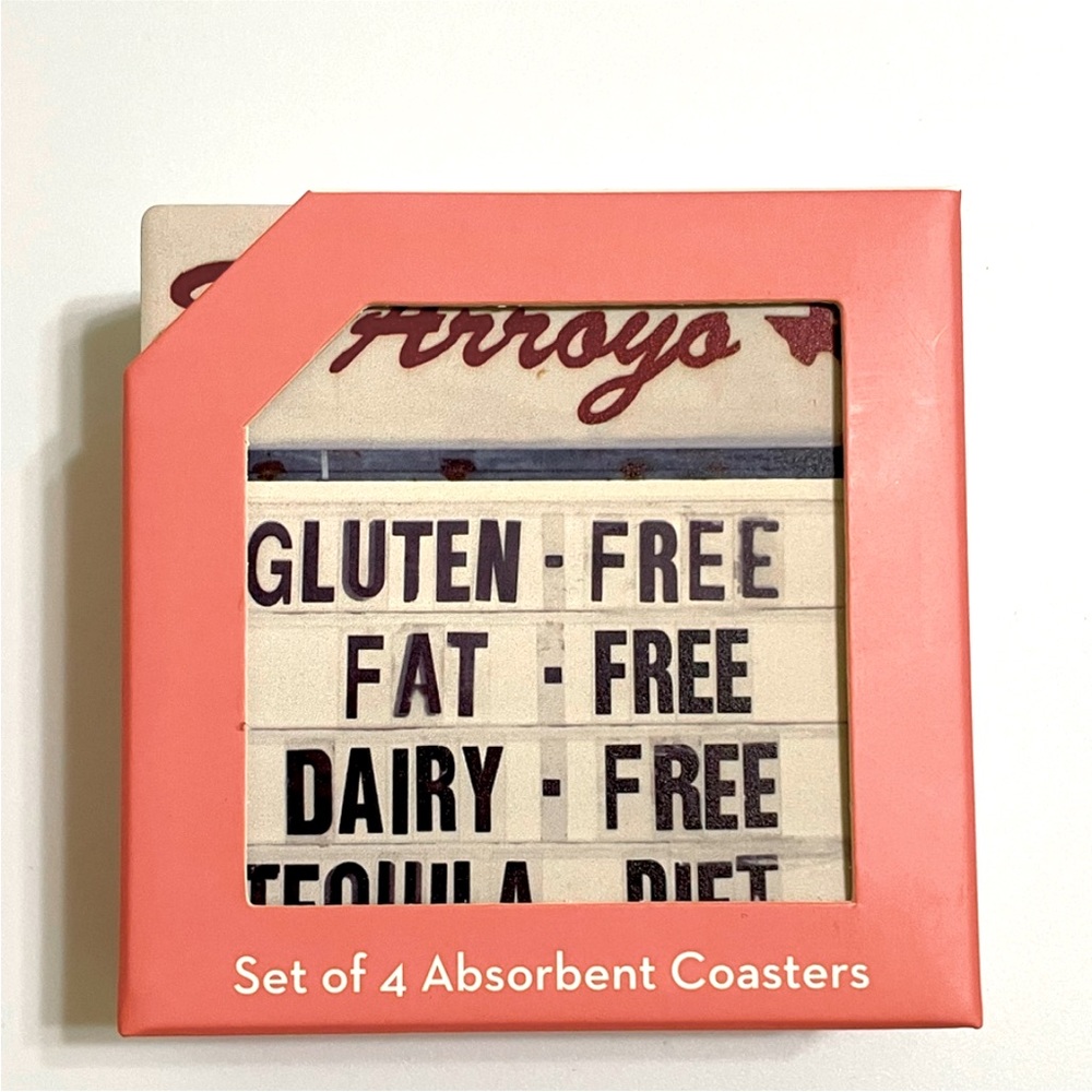 New EL ARROYO Funny Absorbent Coasters White Black Street Signage